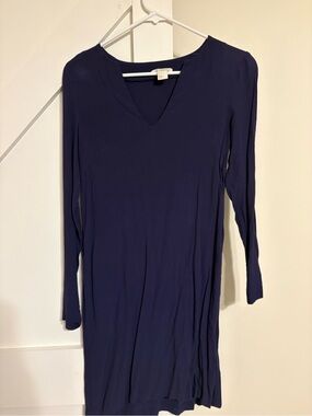 H&M Dark Navy V-Neck Long Sleeve Dress